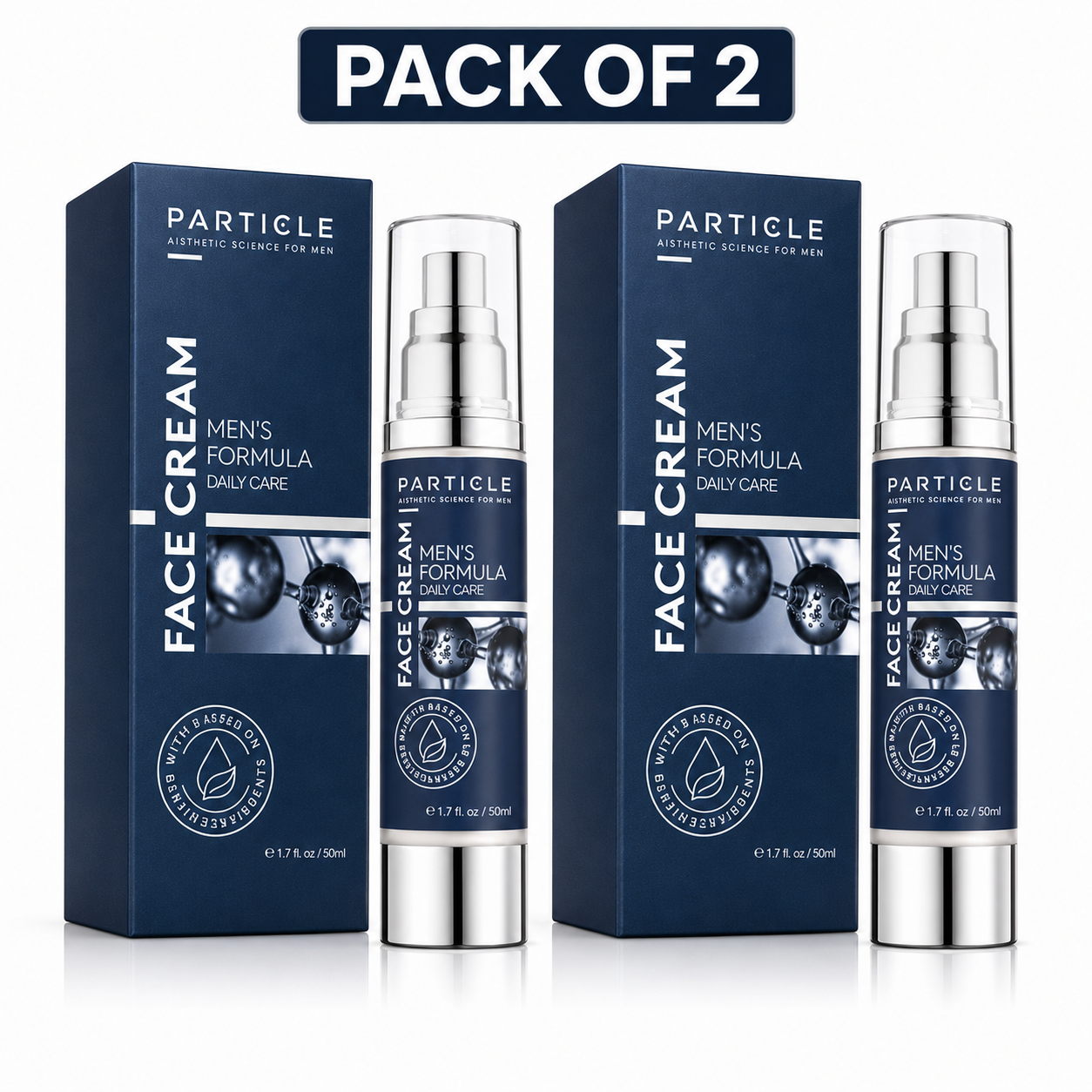 Particle for Men Face Cream Pack of 2 – Daily Anti-Aging Moisturizer for Hydration and Firmer Skin (2 x 50ml)